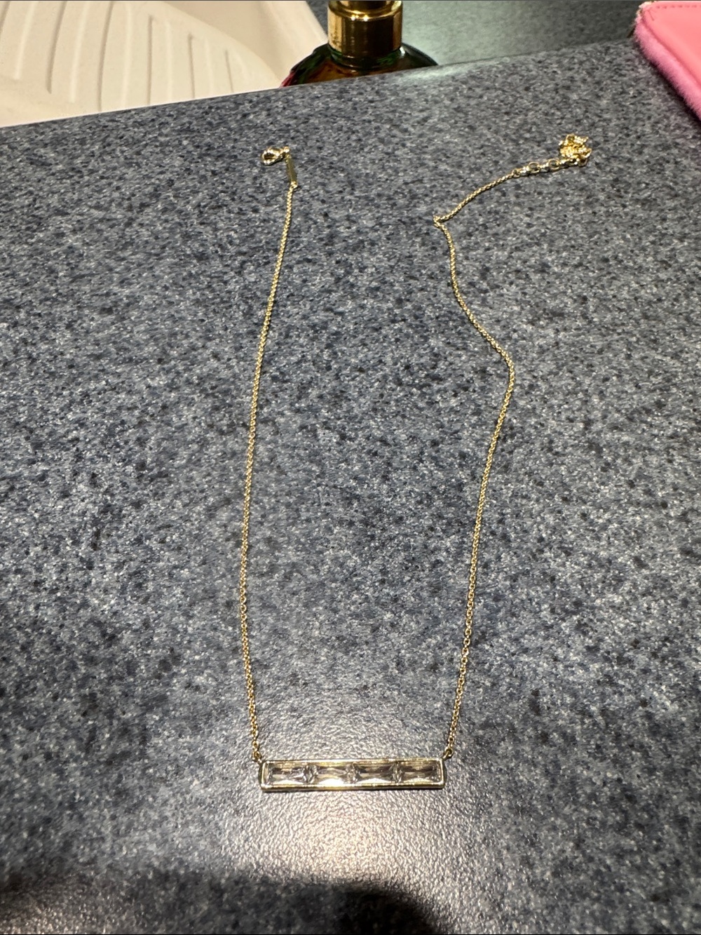 Kendra Scott Gold Bar Pendant Necklace with Clear Crystal Inset